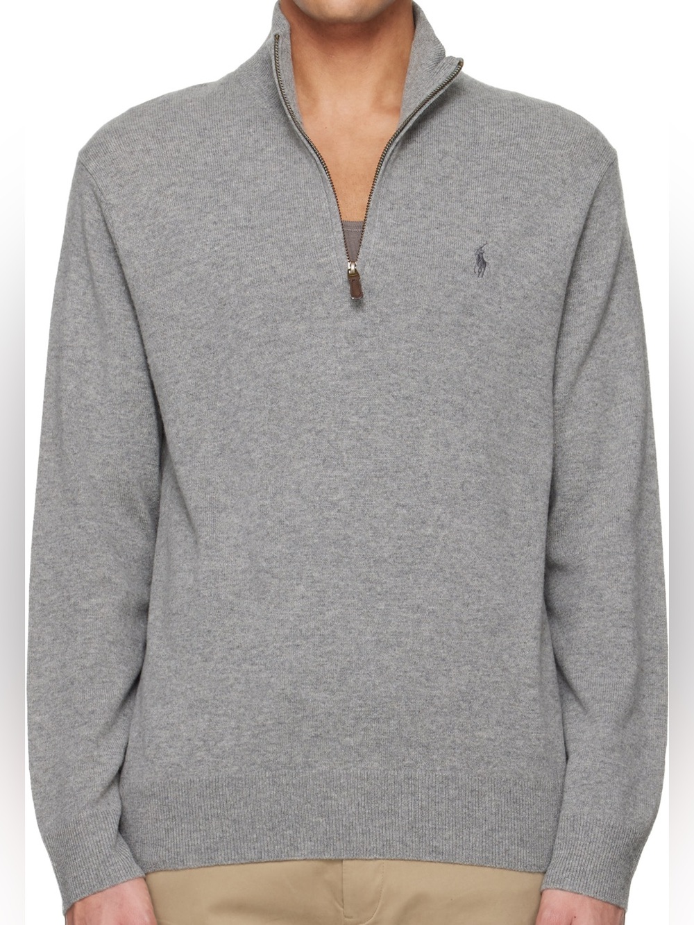 Ralph Lauren Gray Wool Quarter Zip Sweater